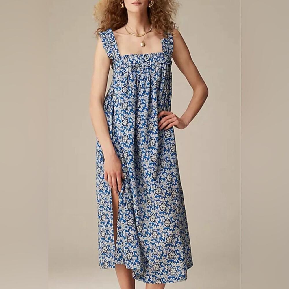 J. Crew Blue Floral Midi Dress